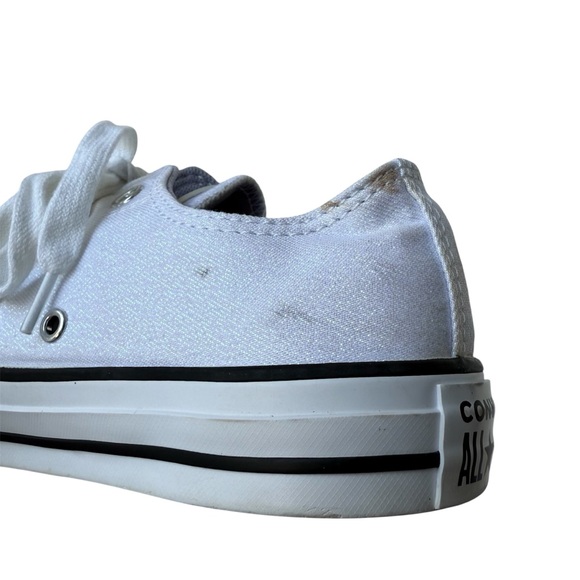 Sparkle White Glitter Converse All Star Sneakers Sz 8 - Picture 6 of 13